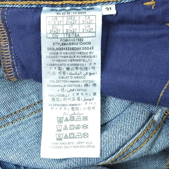 Guess Mom Jeans High Rise Womens 31x27 Med Wash Denim Ankle Style Cropped Pants - Picture 5 of 15